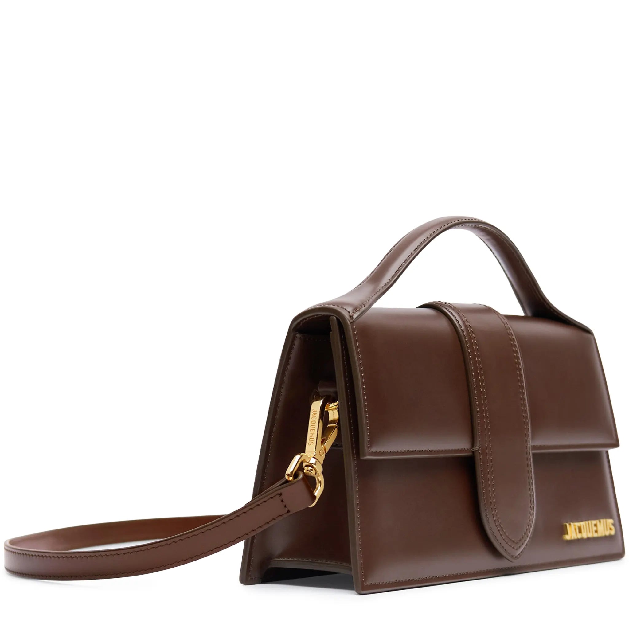 Front Side View of Jacquemus Large Bambino Brown Crossbody Bag BAW00007BC01A01850